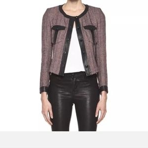 Isabel Marant Pink Tweed Black Leather Trim Jacket